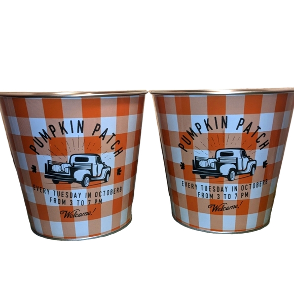 Angel Heart Treasures Other - Pumpkin Patch Old Pickup Truck Orange & White Fall Autumn Decorative Planter Tin